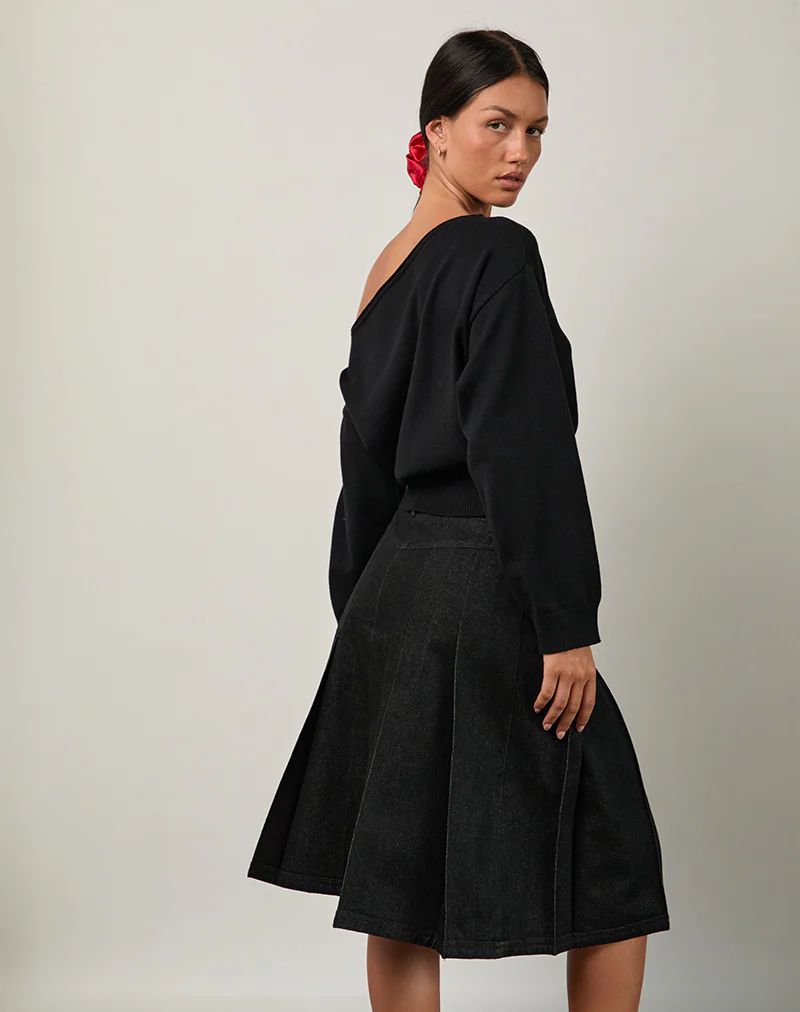 Sanjani Midi Skirt in Dark Chambray - Image 3