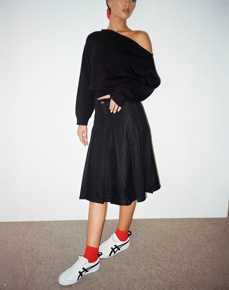 Sanjani Midi Skirt in Dark Chambray - Image 4