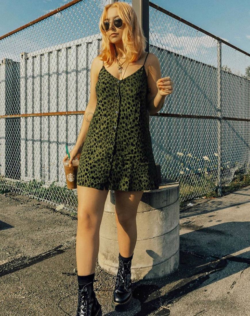 Sanna Slip Dress in Cheetah Khaki - Image 2