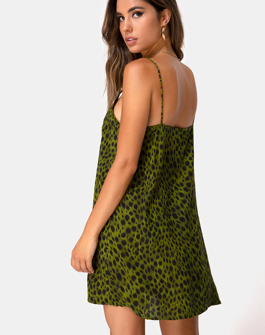 Sanna Slip Dress in Cheetah Khaki - Image 3