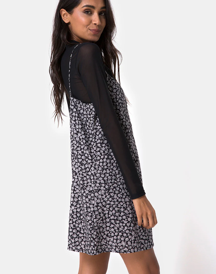 Sanna Slip Dress in Ditsy Rose Black - Image 2