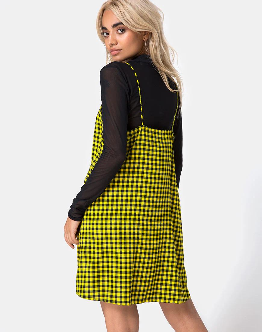 Sanna Slip Dress in Medium Gingham Yellow - Image 2
