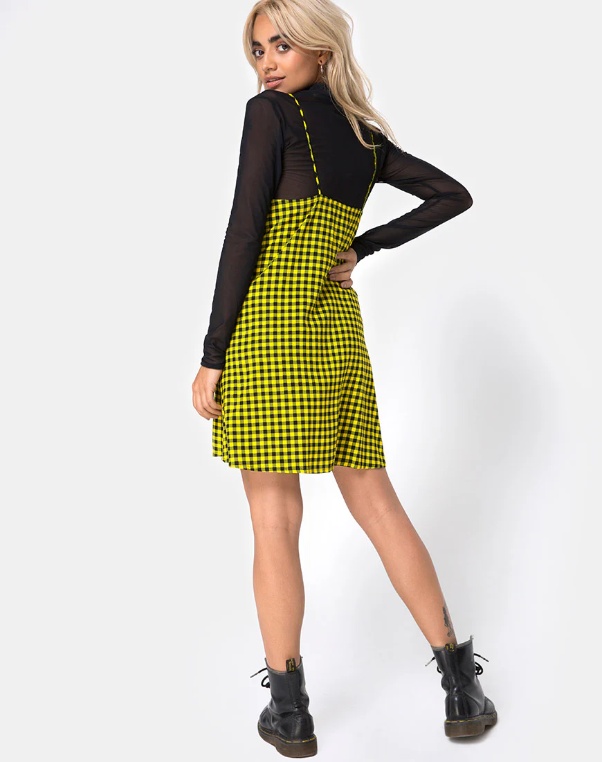 Sanna Slip Dress in Medium Gingham Yellow - Image 4