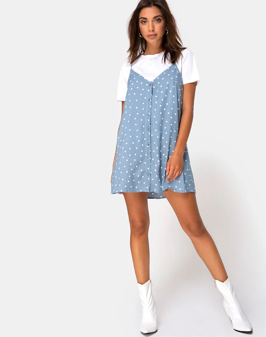 Sanna Slip Dress in Skater Polka Blue - Image 3