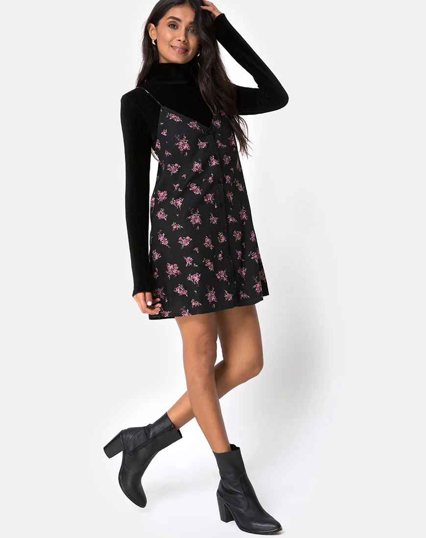 Sanna Slip Dress in Sohey Rose Black - Image 3