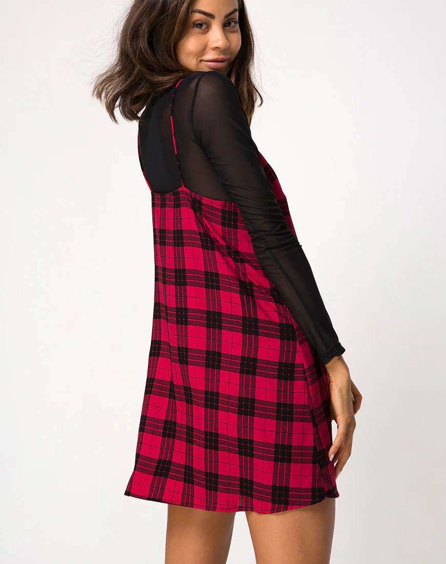 Sanna Dress in Winter Plaid Red and Black - Image 2