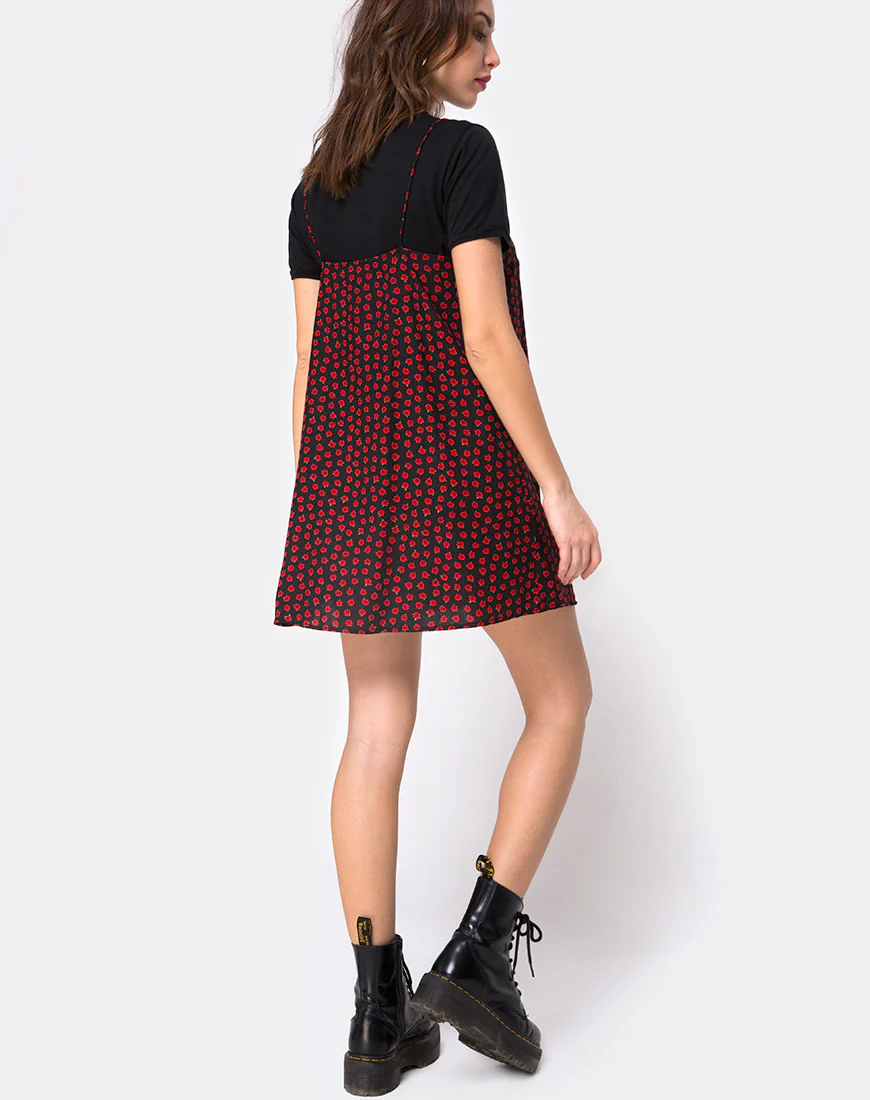 Sanna Slip Dress in Dotty Rose Black - Image 5