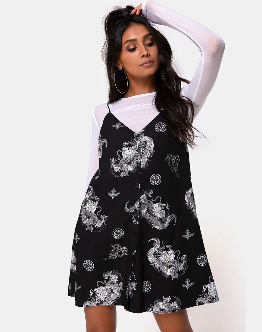 Sanna Slip Dress in Dragon Black - Image 2
