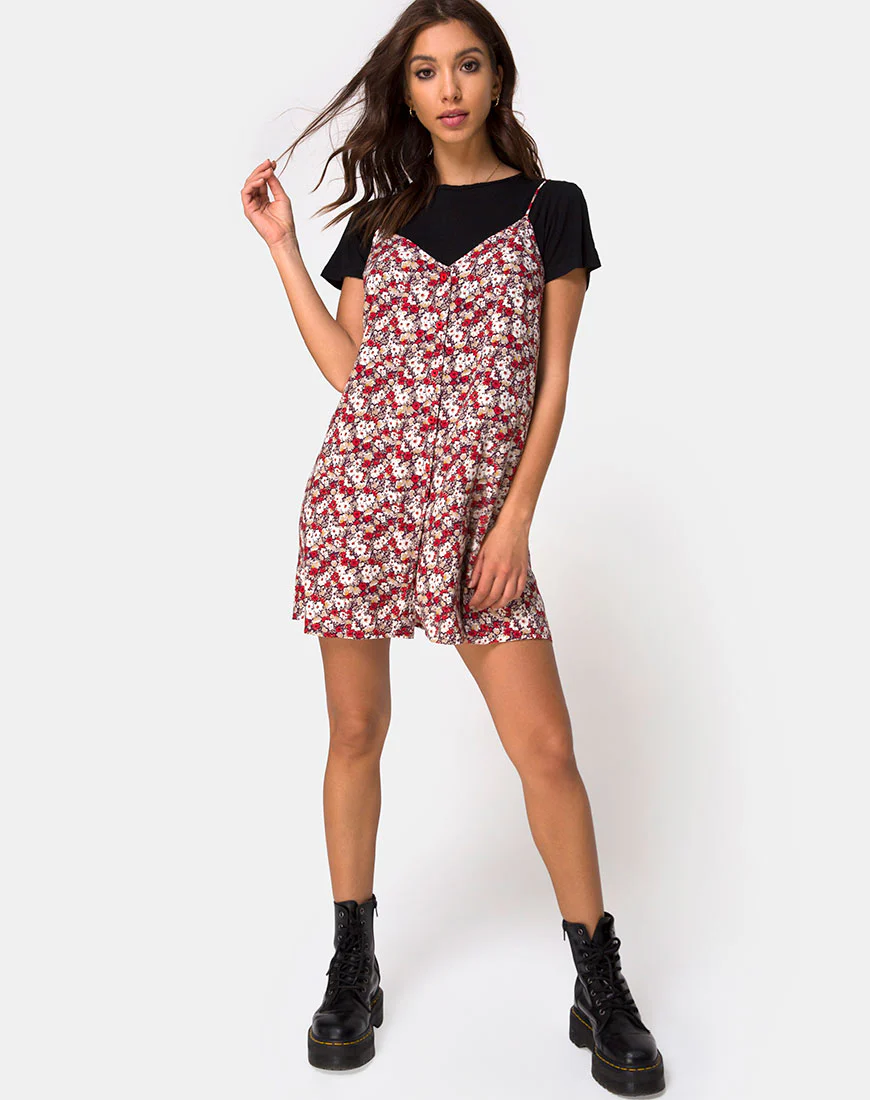 Sanna Slip Dress in Floral Charm Red - Image 3