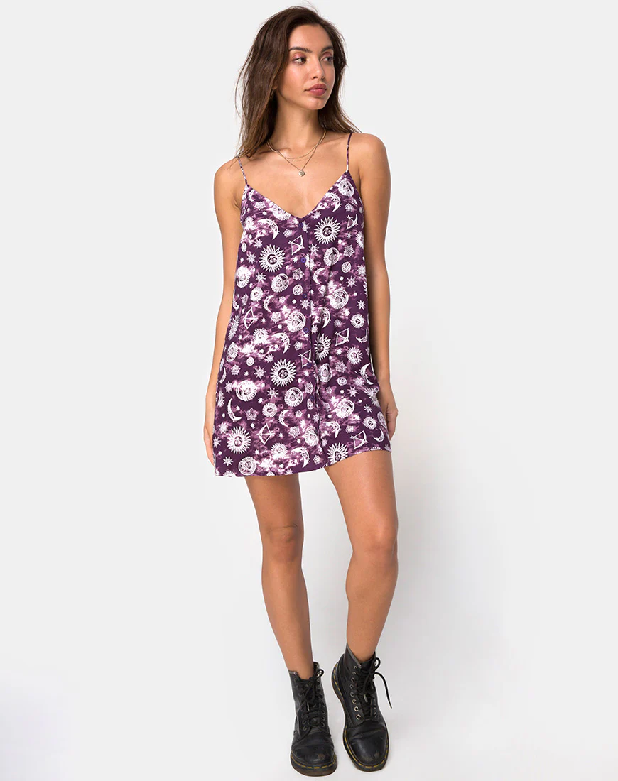 Sanna Slip Dress in Purple Zodiac - Image 3