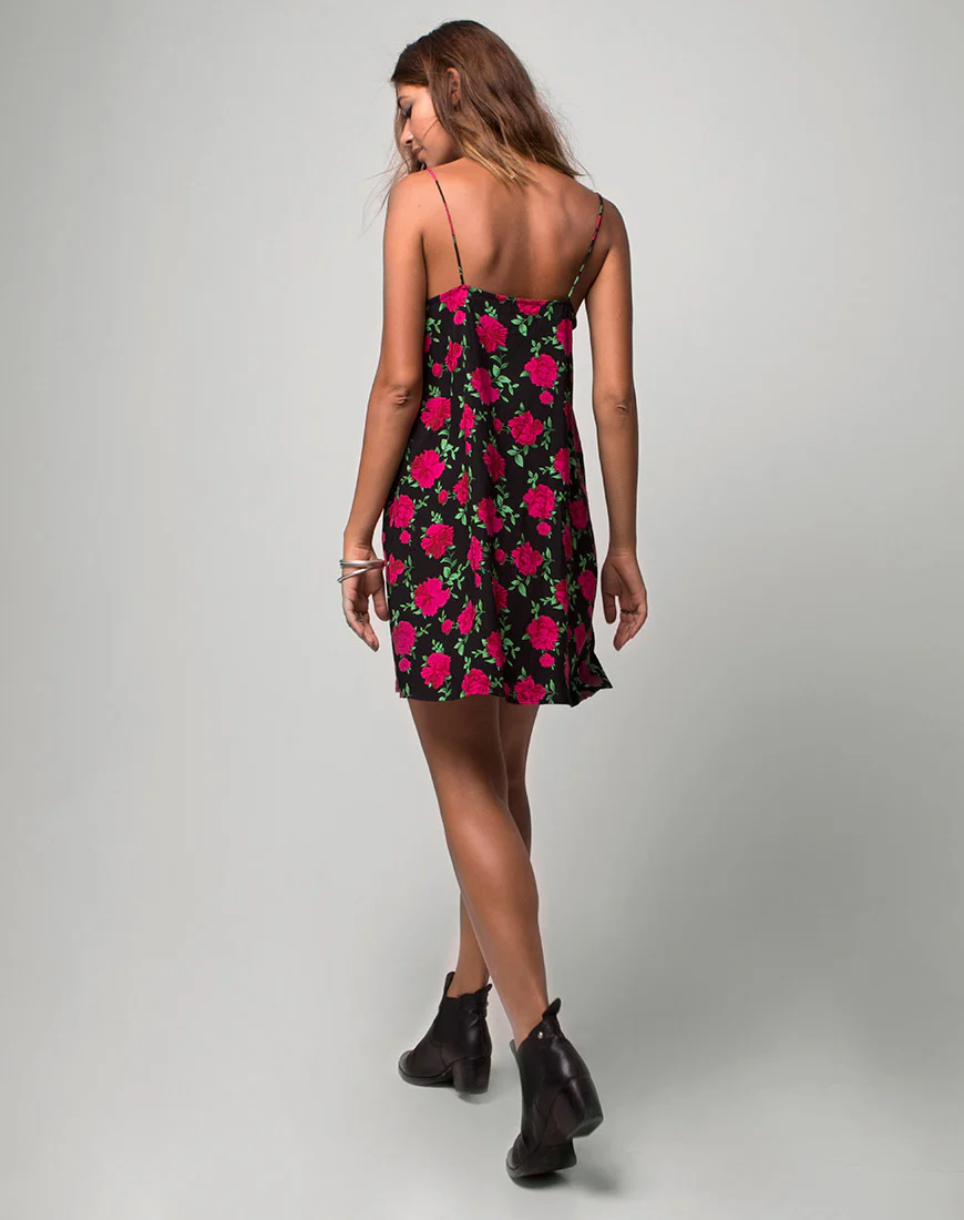 Sanna Slip Dress in Valeria Rose Black and Red - Image 4