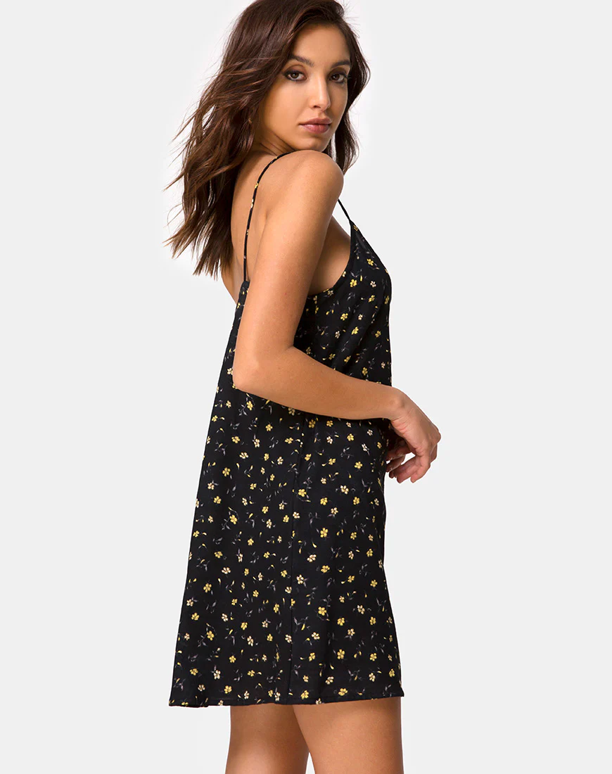 Sanna Slip Dress in Pretty Petal Black - Image 2