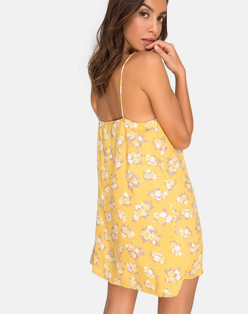 Sanna Slip Dress in Rose Bunch Yellow - Image 3