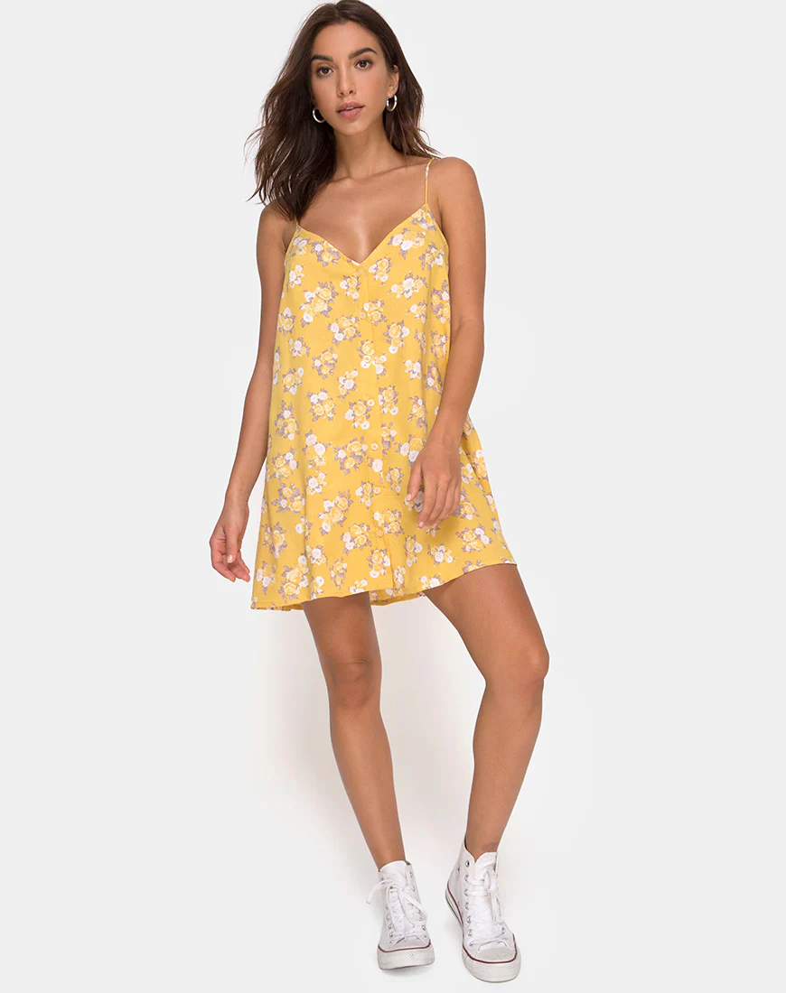 Sanna Slip Dress in Rose Bunch Yellow - Image 4
