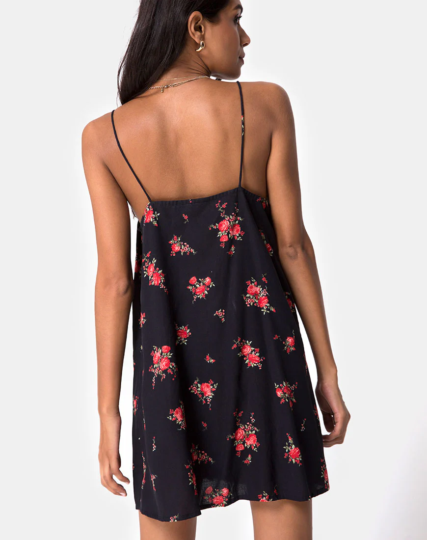 Sanna Slip Dress in Soi Rose Black and Red - Image 2