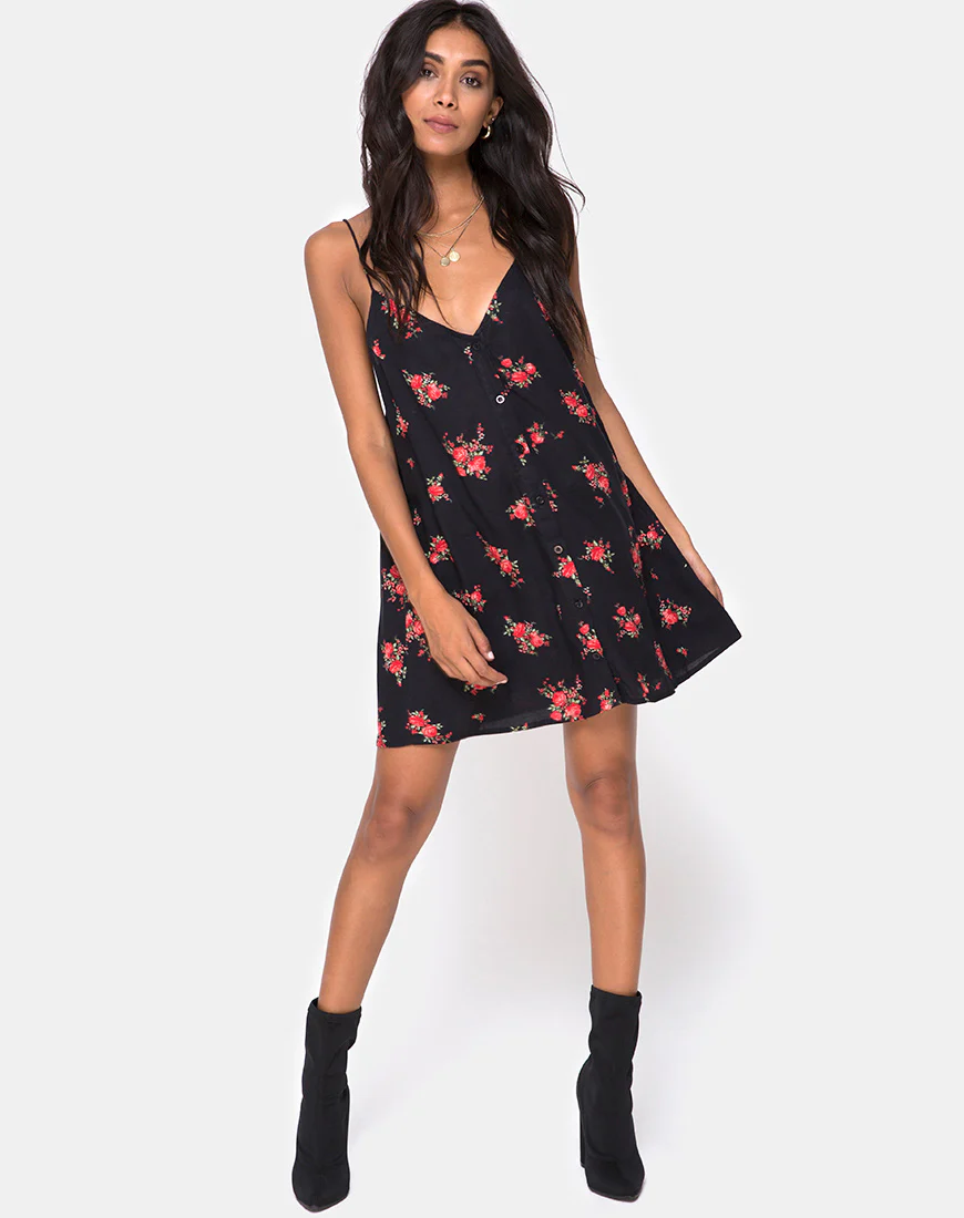 Sanna Slip Dress in Soi Rose Black and Red - Image 3