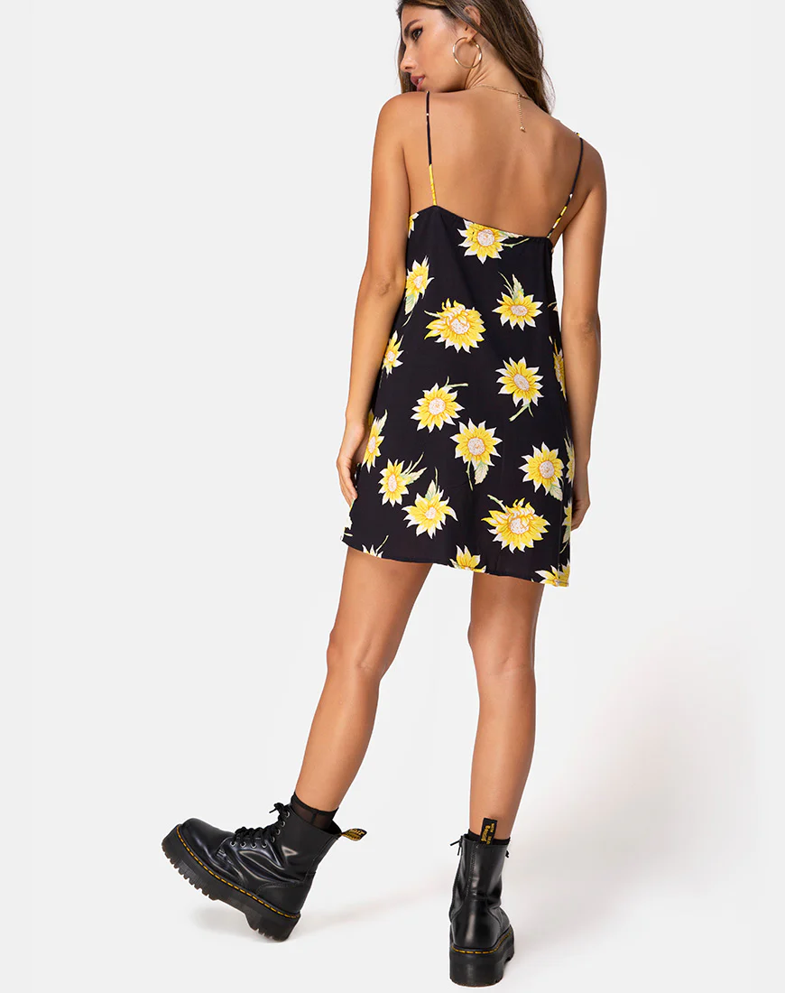 Sanna Slip Dress in Sunny Days Black - Image 4