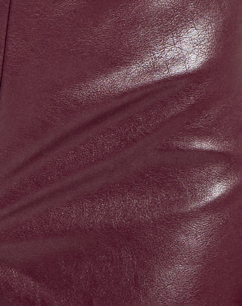 Sanne Hot Pants in PU Burgundy - Image 6