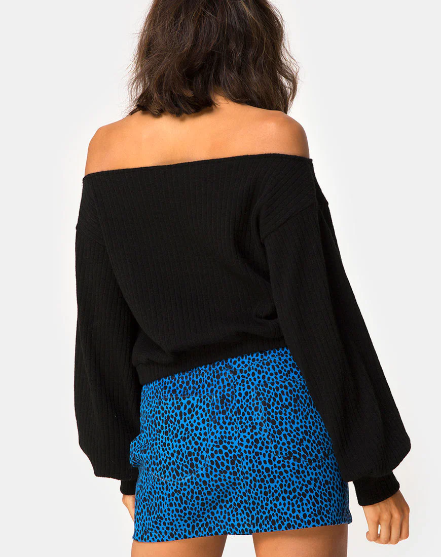 Saray Off The Shoulder Jumper in Black Knit - Image 2