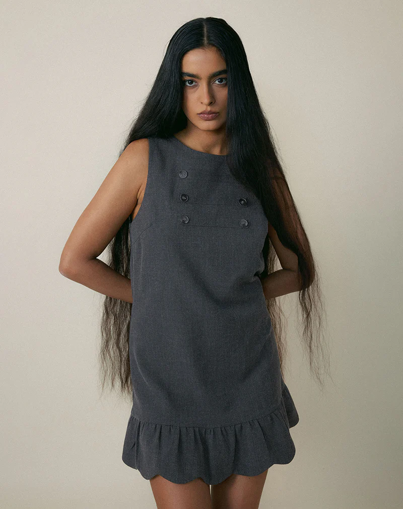 Saraya Mini Dress in Tailoring Grey Blue - Image 4