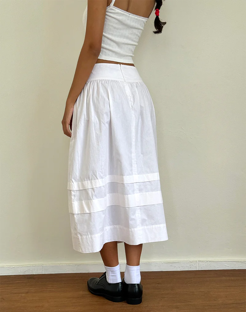 Sarayu Midi Skirt in Poplin White - Image 4