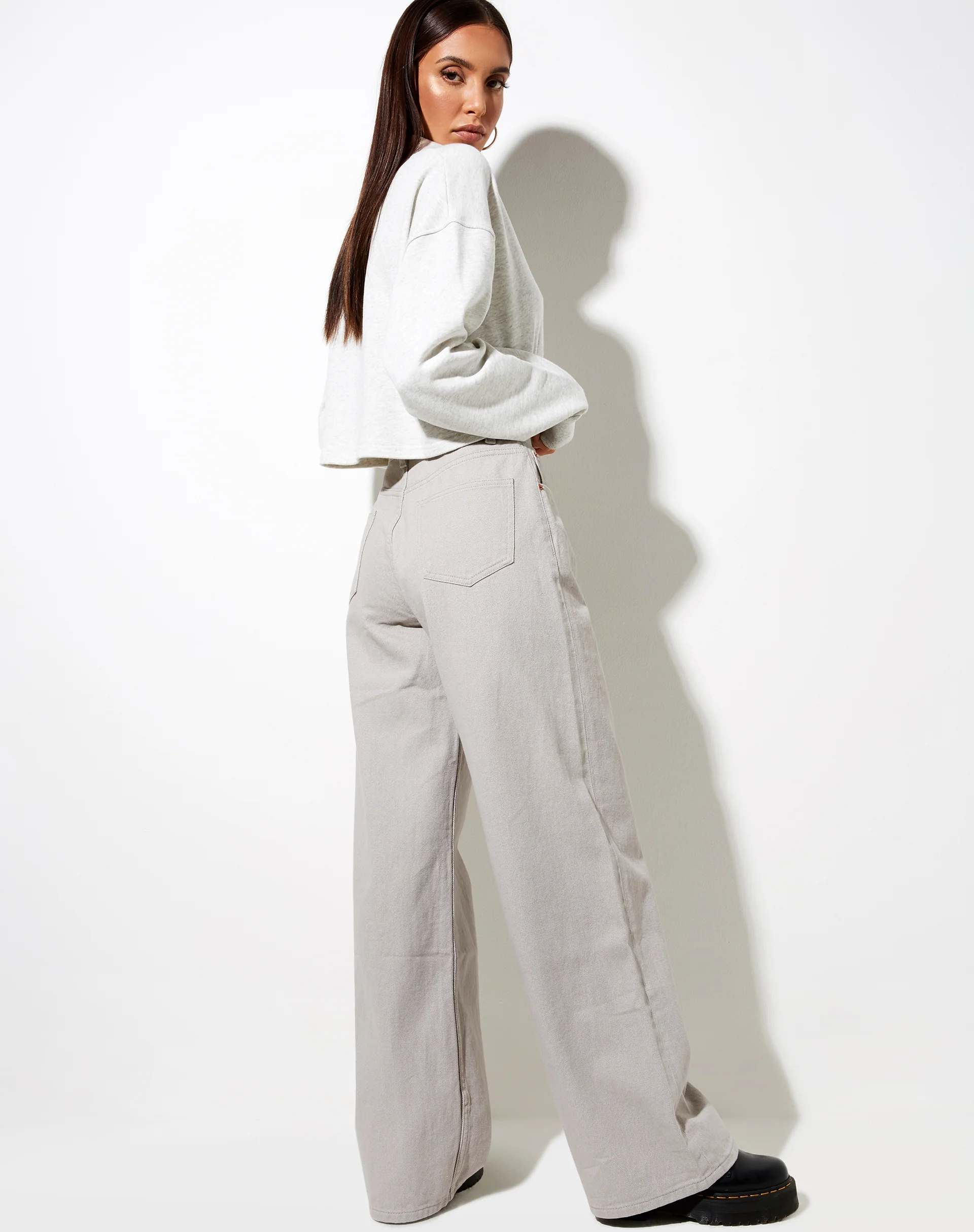 Saria Crop Top in Grey Wash 'Angel Energy' Label - Image 4