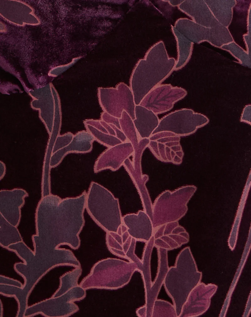 Sarinda Cami Top in Floral Devore Burgundy - Image 5