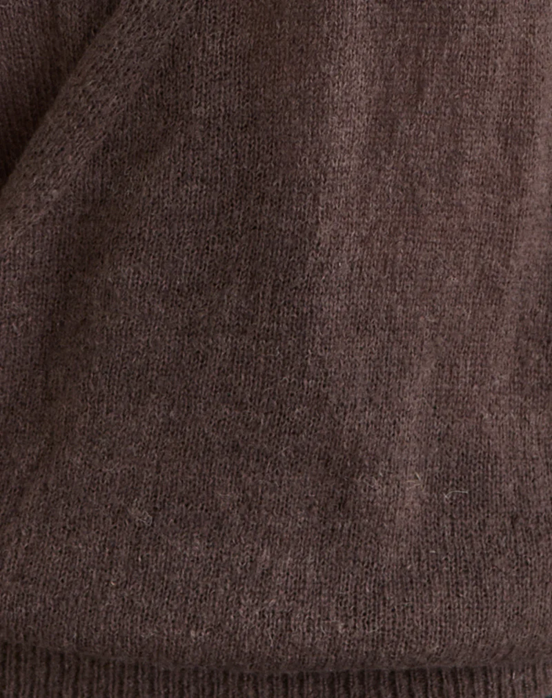 Saroya Plunge Wrap Top in Knit Dark Chocolate - Image 6