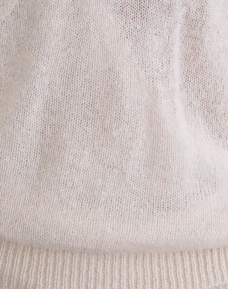 Saroya Plunge Wrap Top in Knit Ecru - Image 6