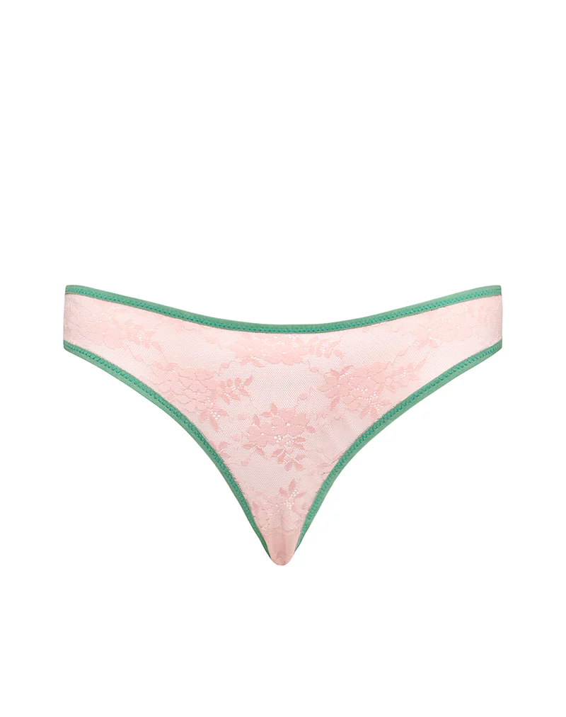 Sarpa Knicker in Pink Mesh with Green Binding - Image 6