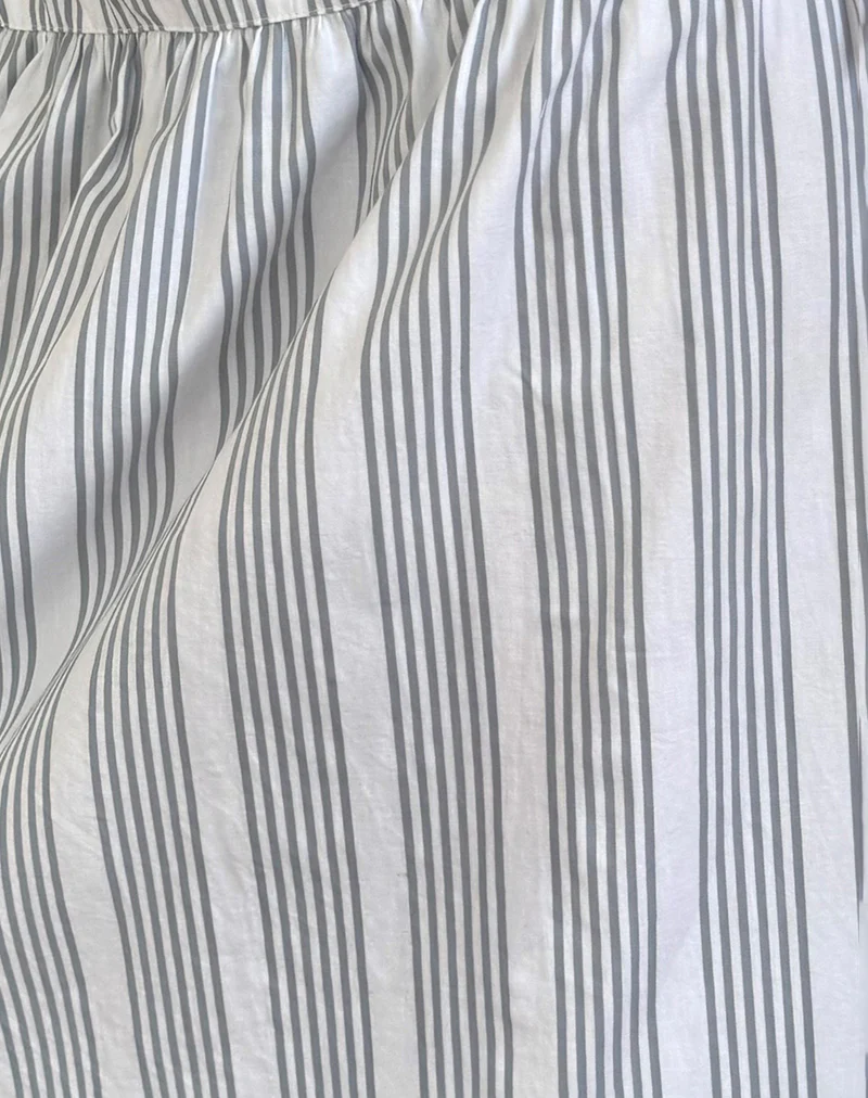 Sasay Midi Skirt in Vertical Grey Stripe - Image 5