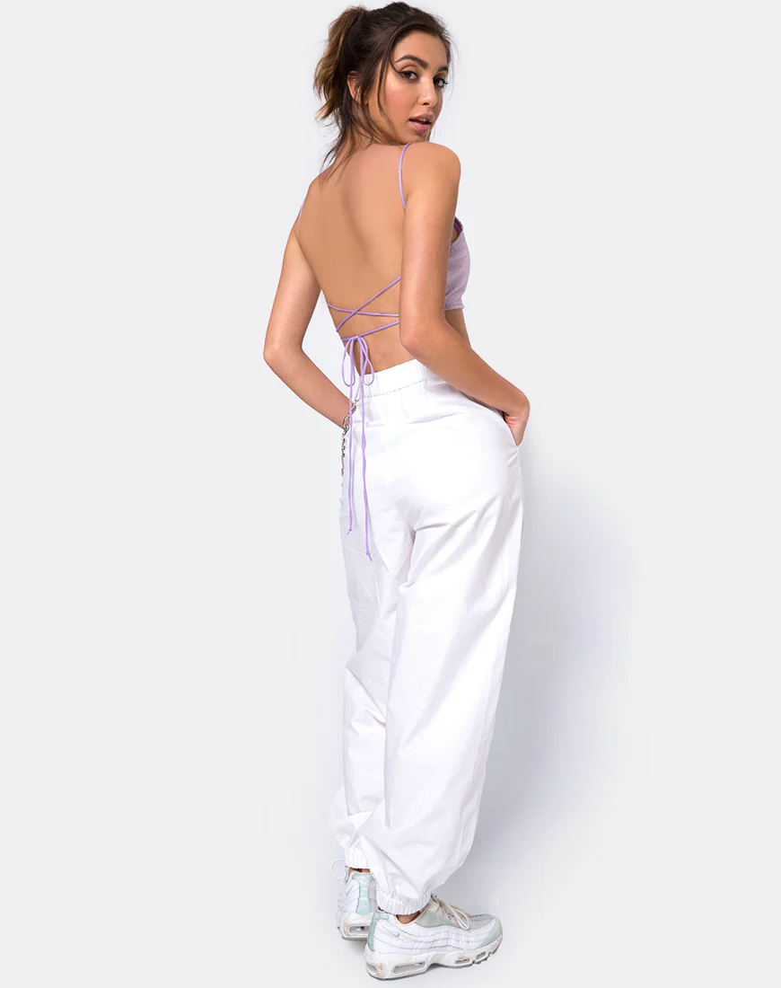Sasha Crop Top in Matte Mini Sequin Lilac - Image 5