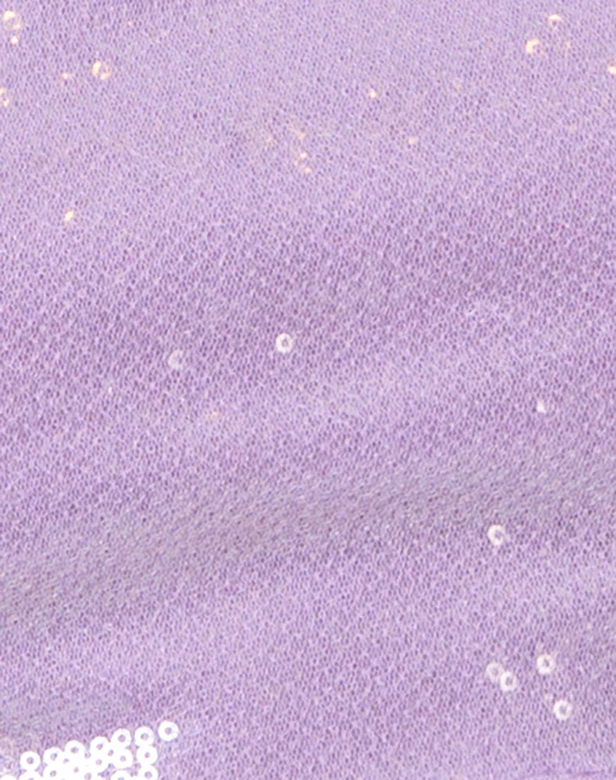 Sasha Crop Top in Matte Mini Sequin Lilac - Image 6