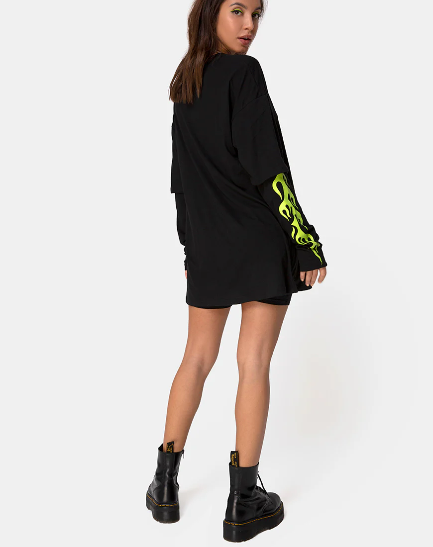 Sashie Jumper Dress in Black with Green Tribal - Image 4