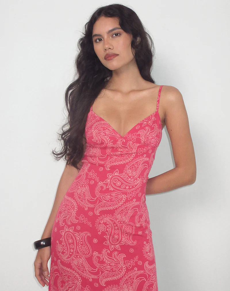 Sastra Midi Dress in Retro Paisley Pink - Image 3