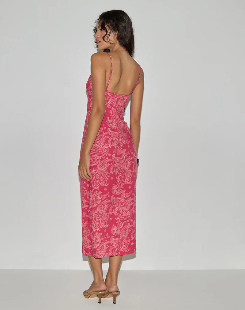 Sastra Midi Dress in Retro Paisley Pink - Image 4