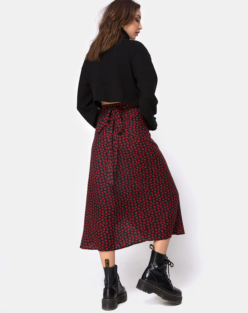 Satha Skirt in Dotty Rose Black - Image 2