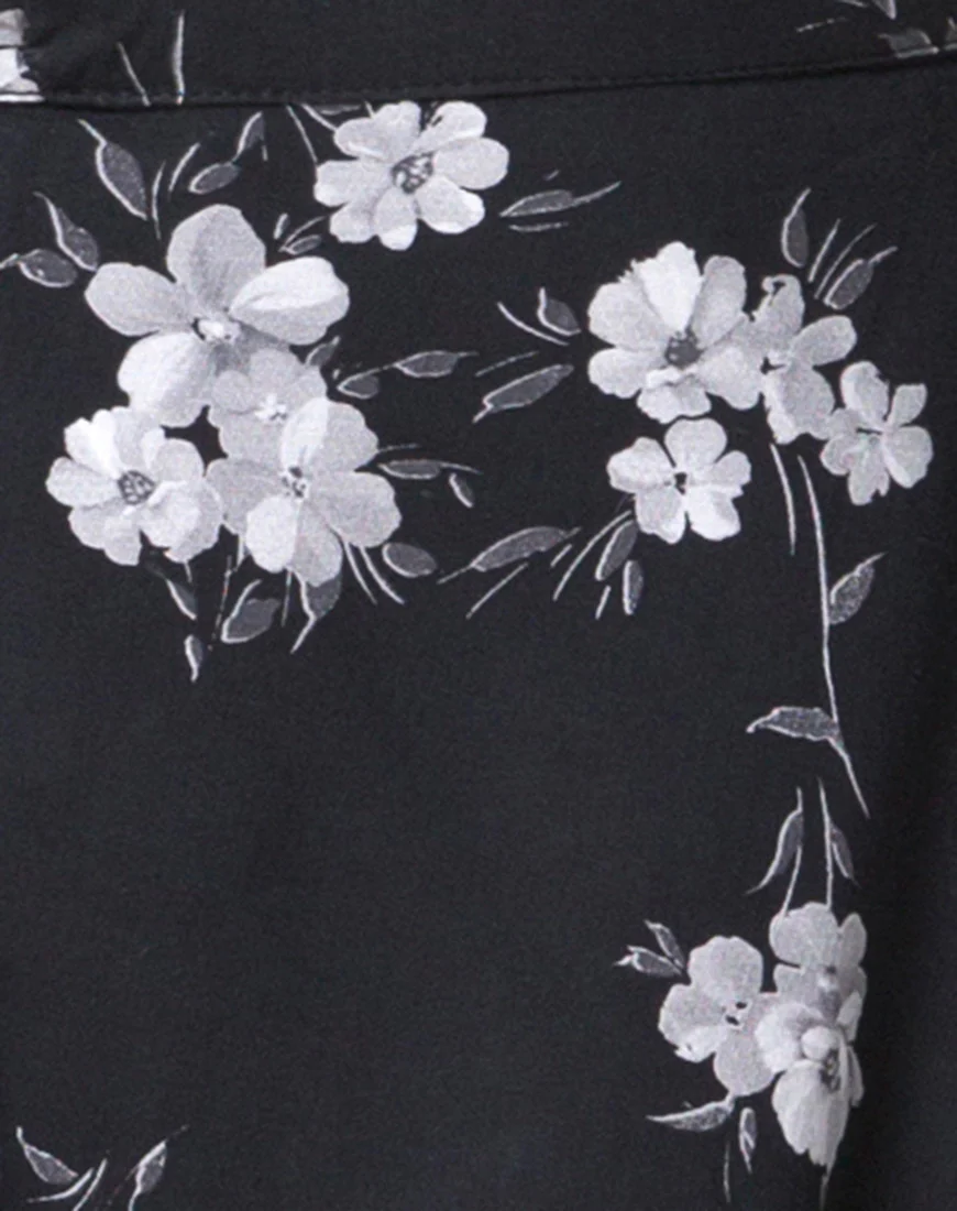 Satha Midi Skirt in Mono Flower Black - Image 5