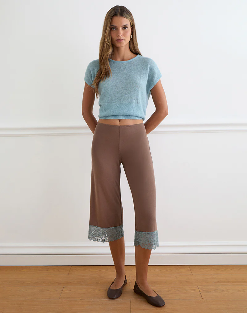 Satomi Capri in Lace Trim Cupro Mink - Image 4