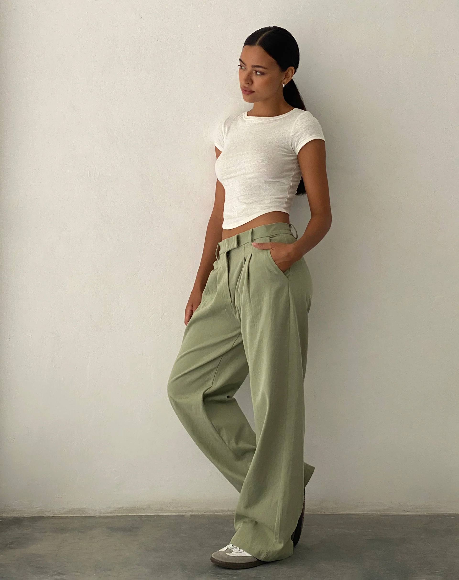 Satria Extra Wide Trouser in Sage - Image 4