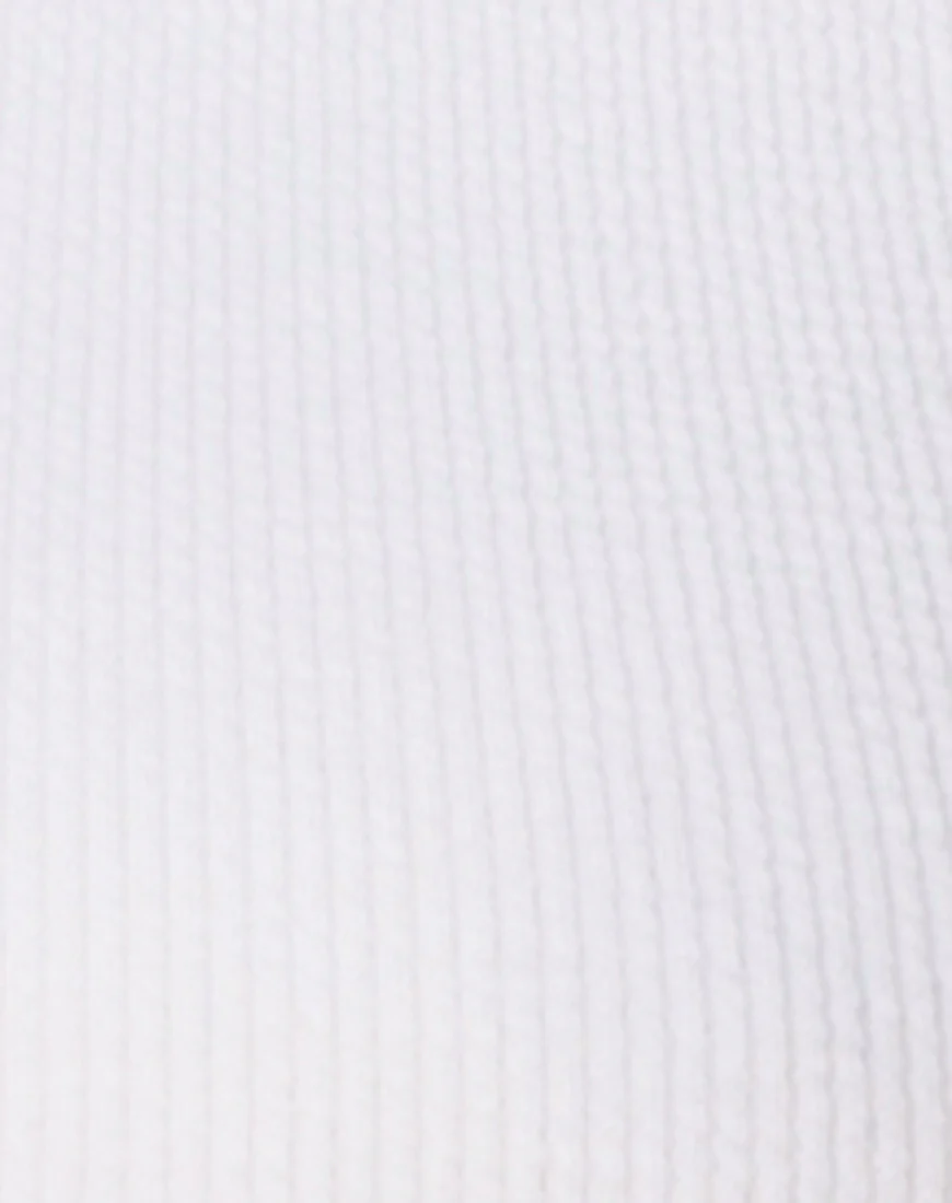Sattia Bodycon Dress in Mini Rib White - Image 5