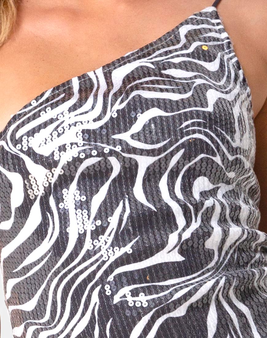 Sattia Bodycon Dress in Trippy Zebra Clear Sequin - Image 5