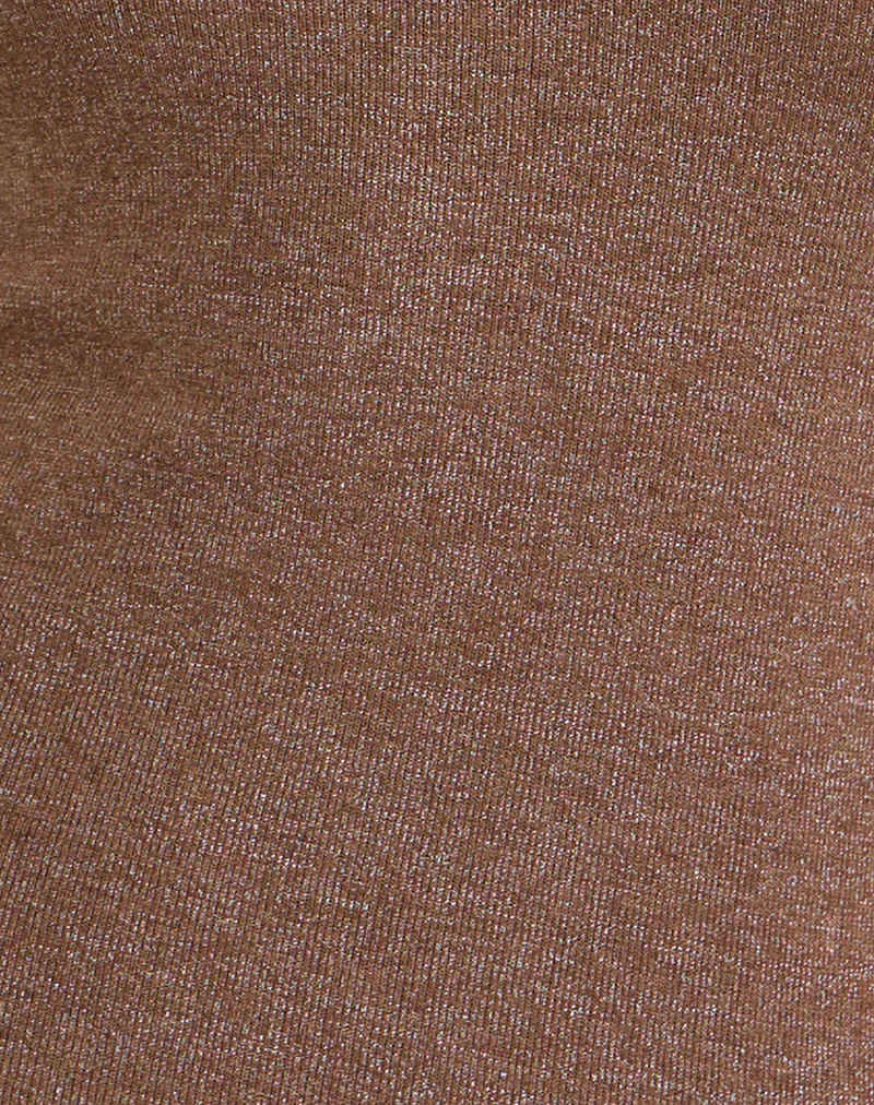Satuna Top with Beads in Shimmer Knit Brown - Image 6