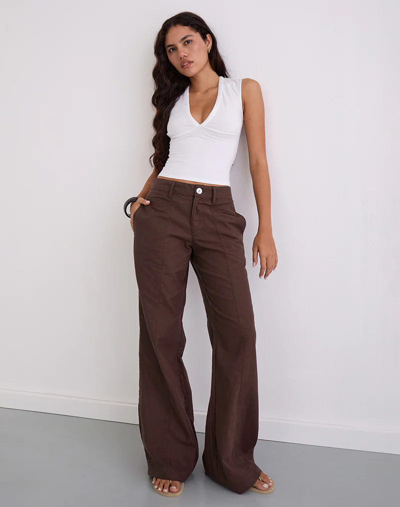 Saucy Trousers in Linen Deep Mahogany - Image 2