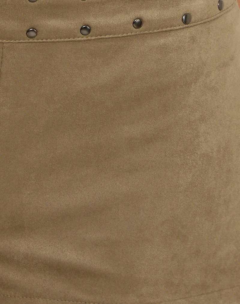 Saumya Hot Pant in Faux Suede Mushroom Grey - Image 6