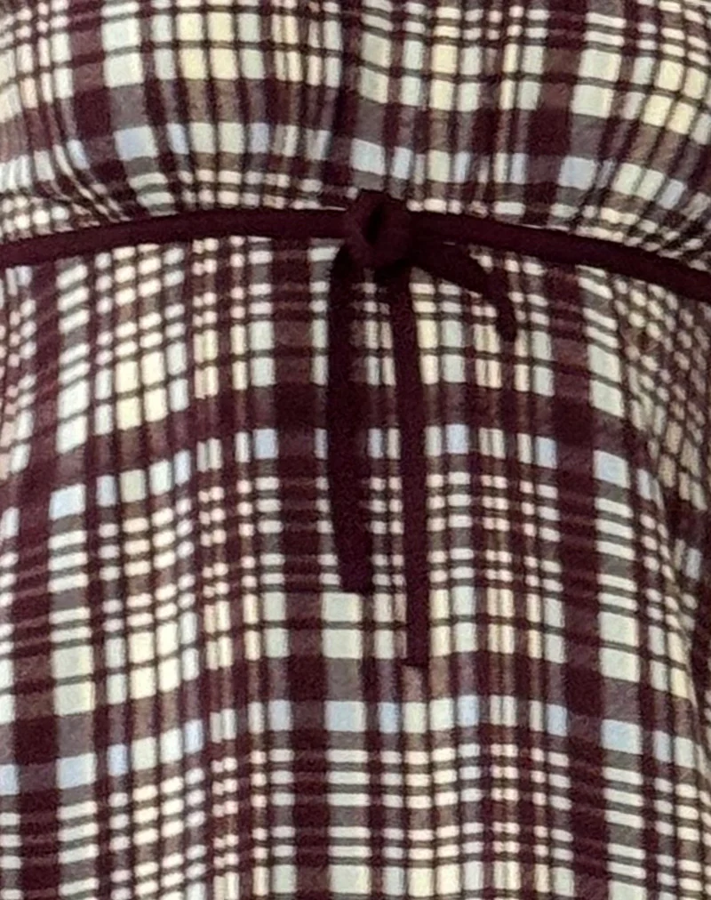 Savio Mini Dress in Multi Check Brown - Image 4