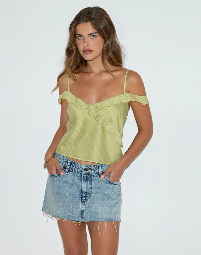 Savira Top in Chiffon Stripe Green