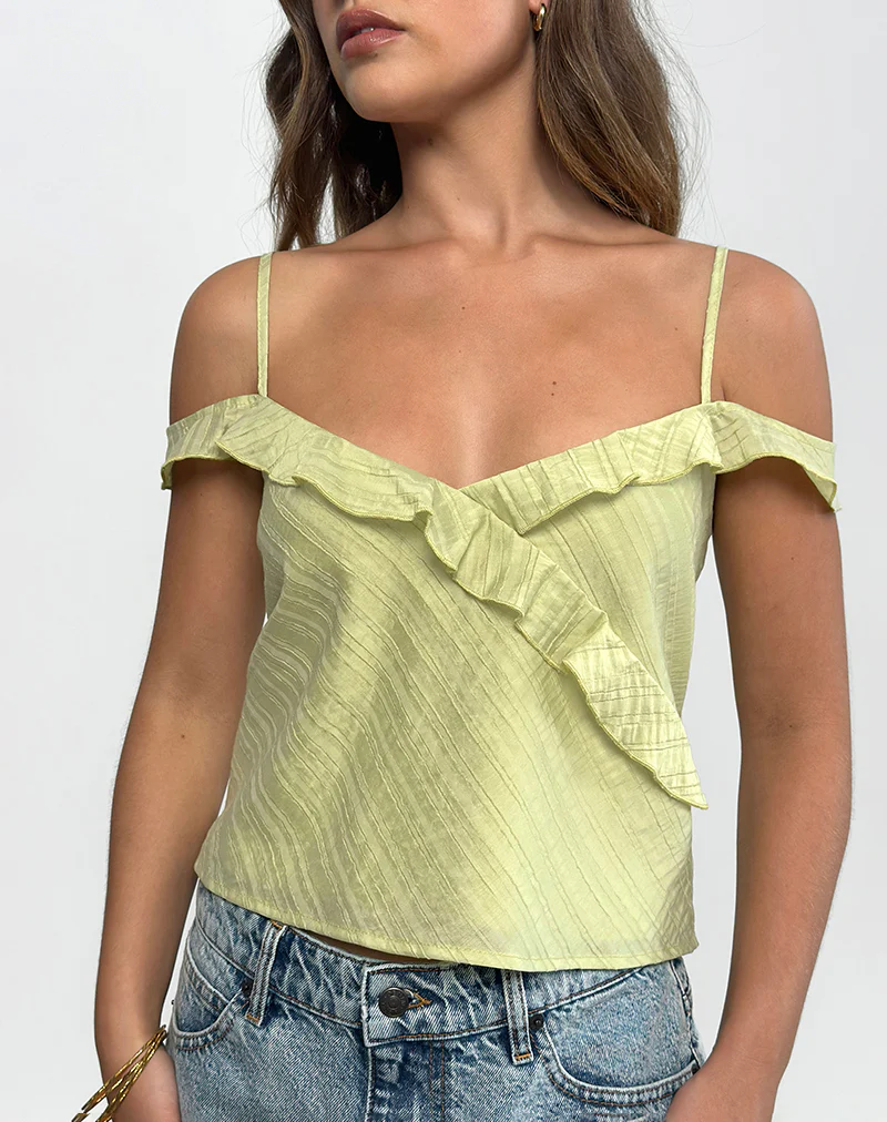 Savira Top in Chiffon Stripe Green - Image 2