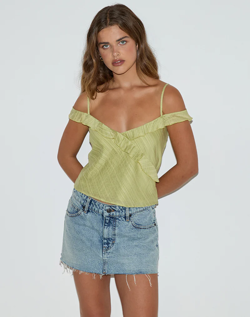 Savira Top in Chiffon Stripe Green - Image 5