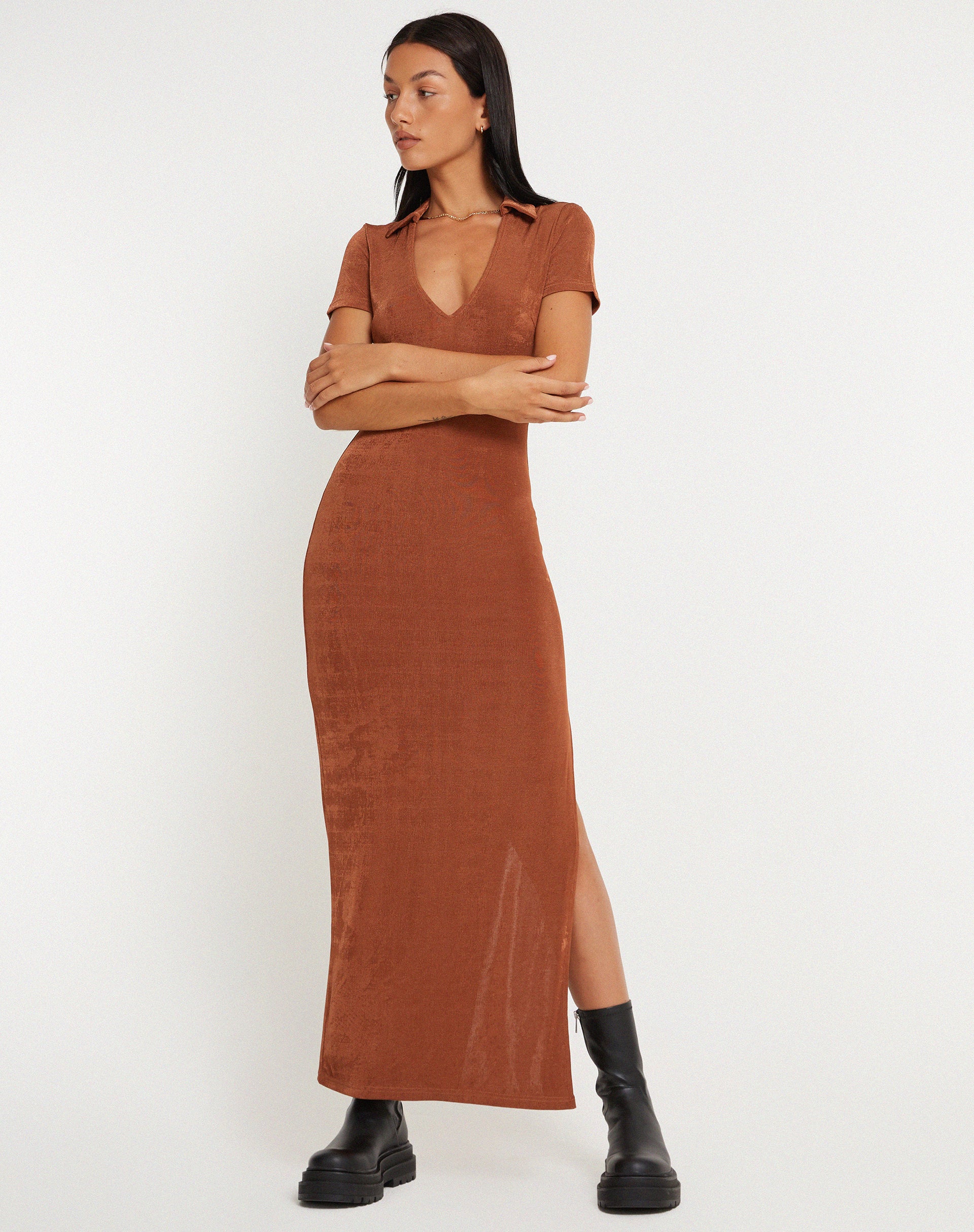 Savita Maxi Dress in Bronze - Image 3